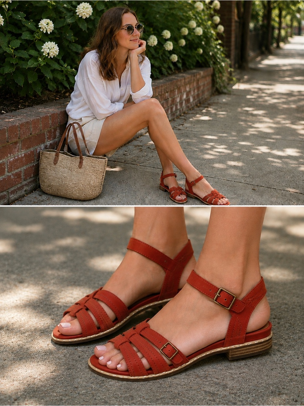 ❤️NWOT Timberland Earthkeepers Burnside Leather Ankle Strap Sandals Orange US 5